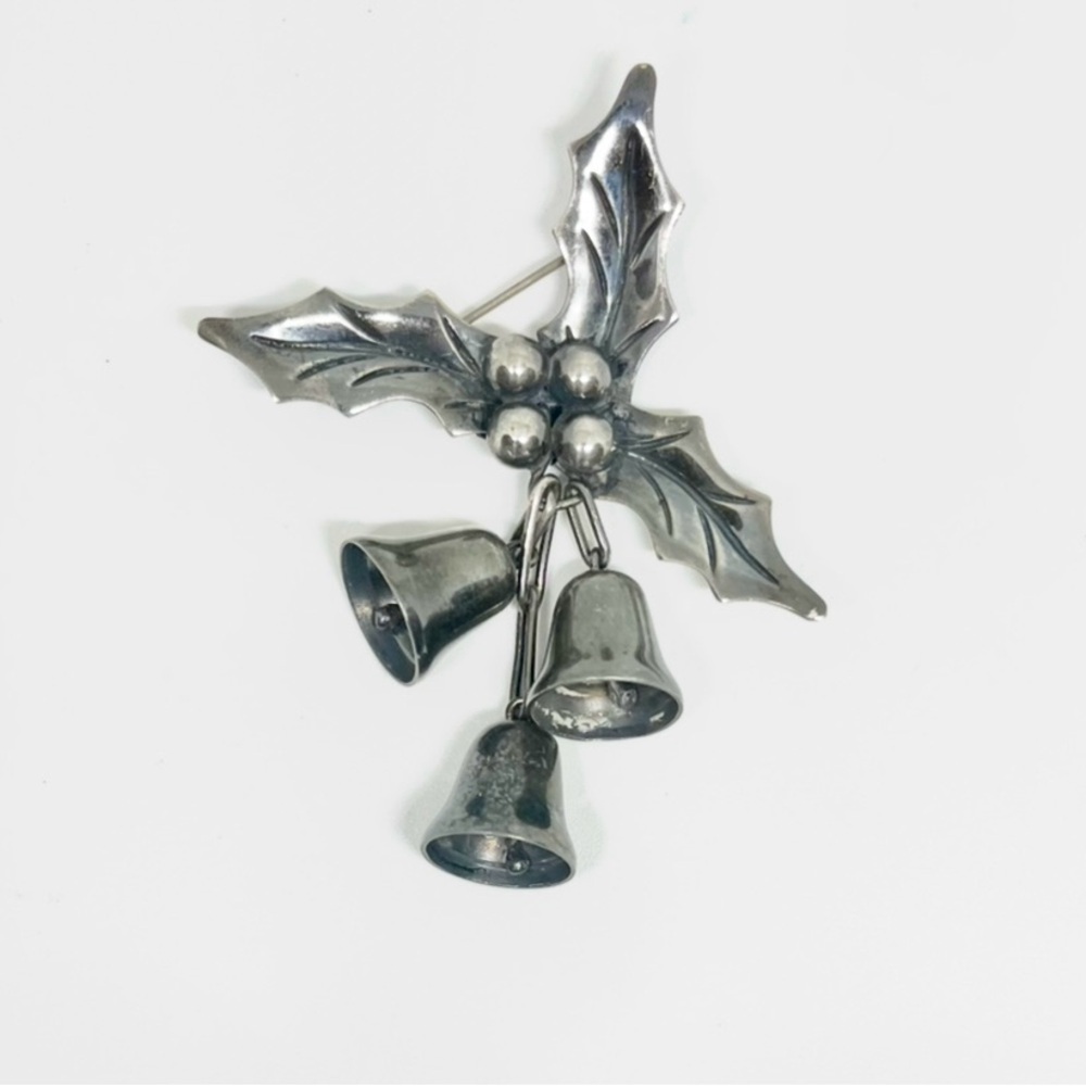 Taxco 925 Holly & Bells Brooch